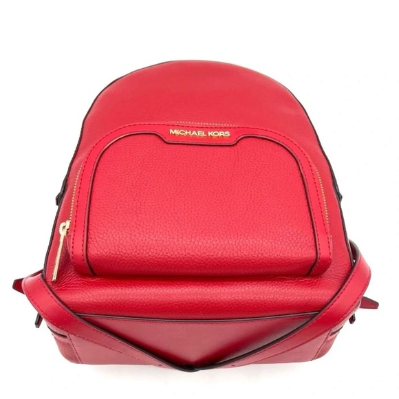 Michael Kors Medium Jaycee Zip Pocket Backpack Red/Gold - Picture 5 of 12